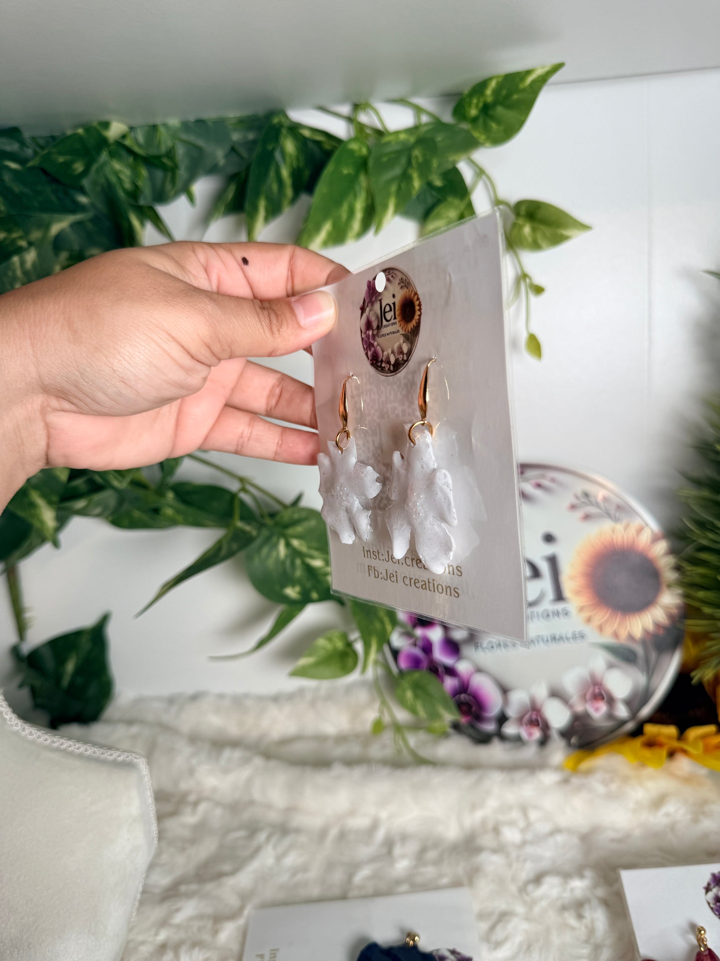White Wildflower Drop Earrings