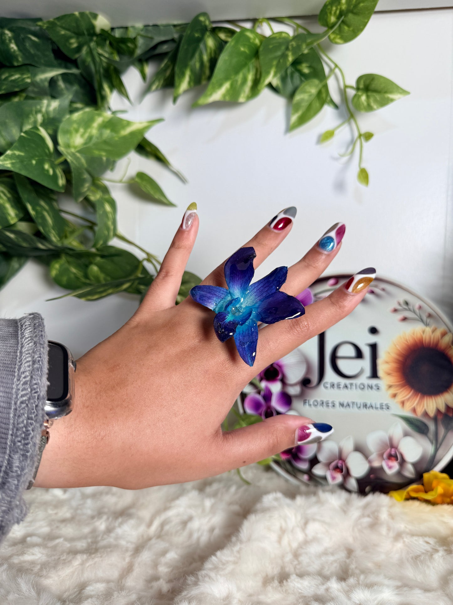 Azure Orchid Ring