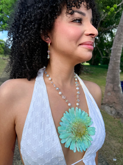 Aqua Bloom Statement Necklace