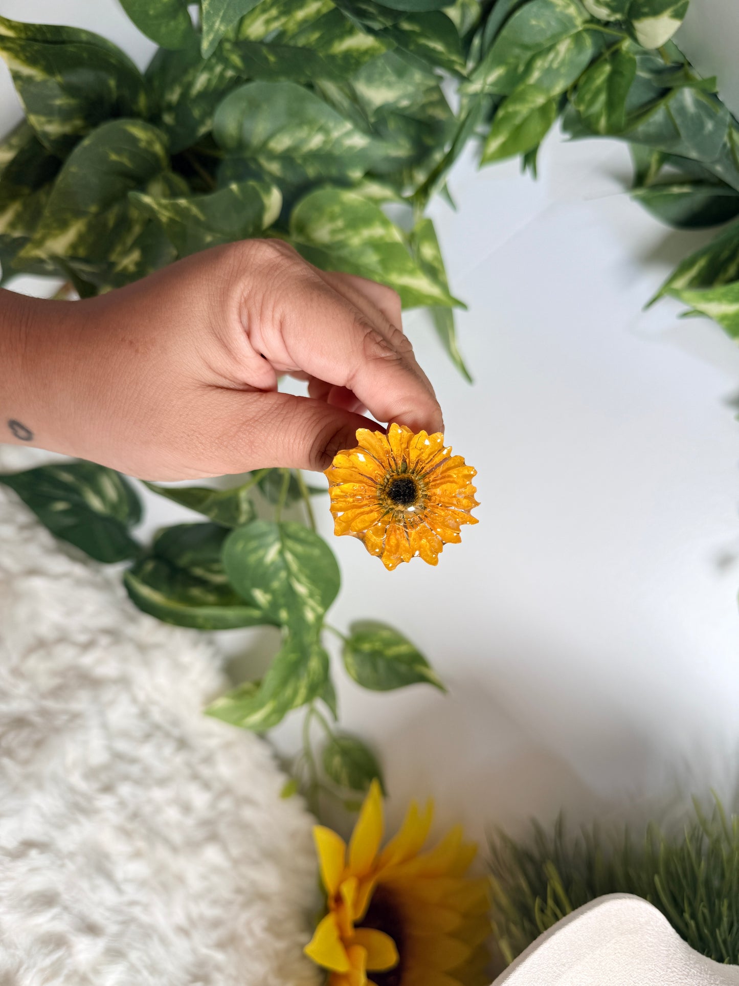 Golden Sunflower Adjustable Ring