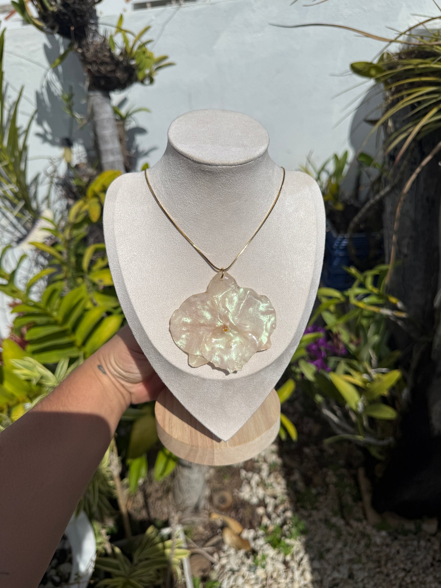 White Phalaenopsis Orchid necklace