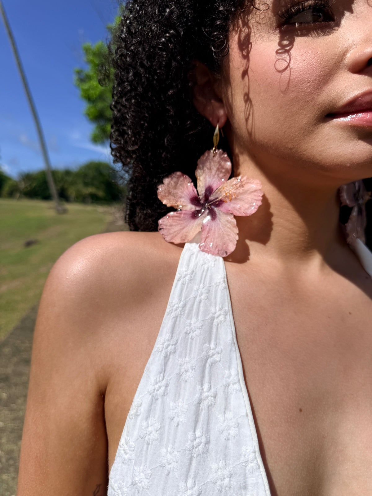 Blush Hibiscus Earrings