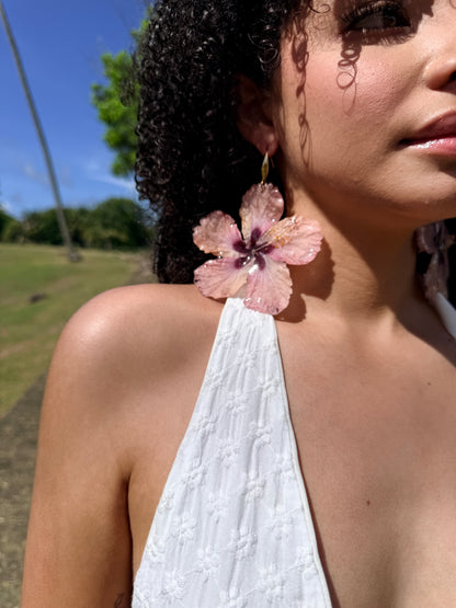 Blush Hibiscus Earrings