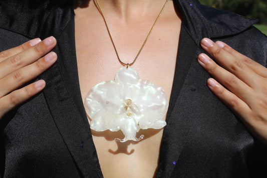 White Phalaenopsis Orchid necklace