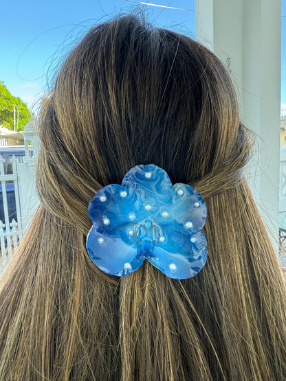 Blue banda Orchid Hair clip
