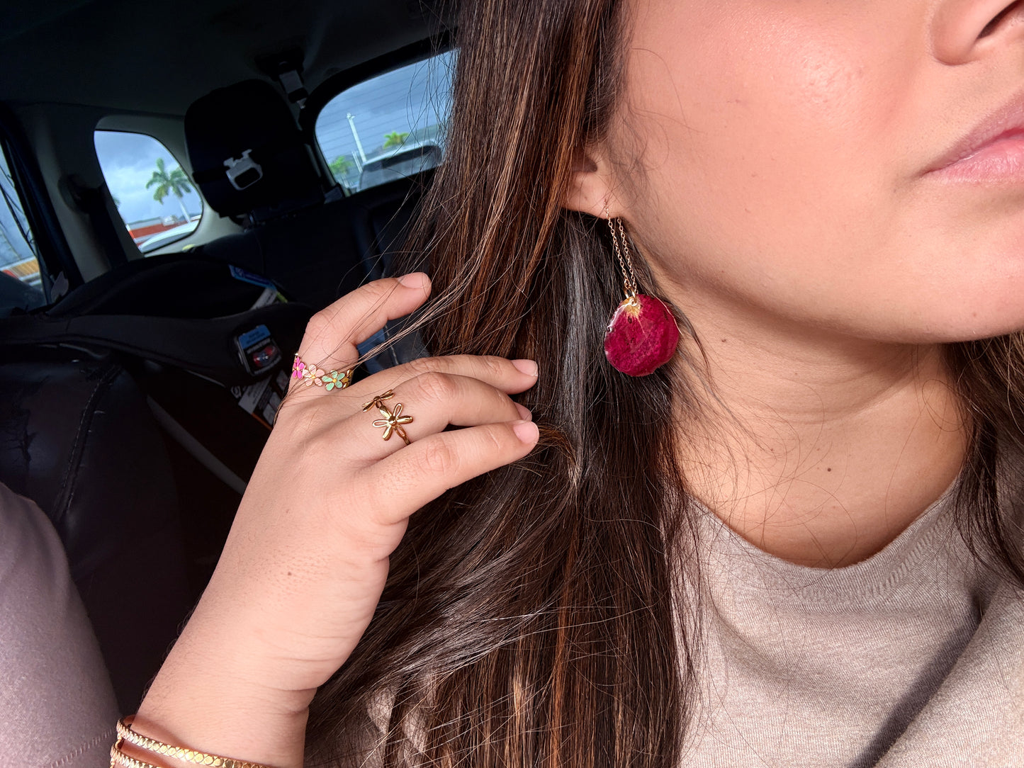 Rose petal earrings