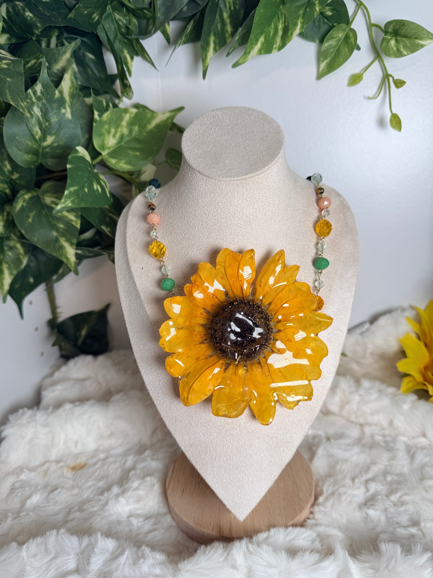 Sunflower Mosaic Necklace