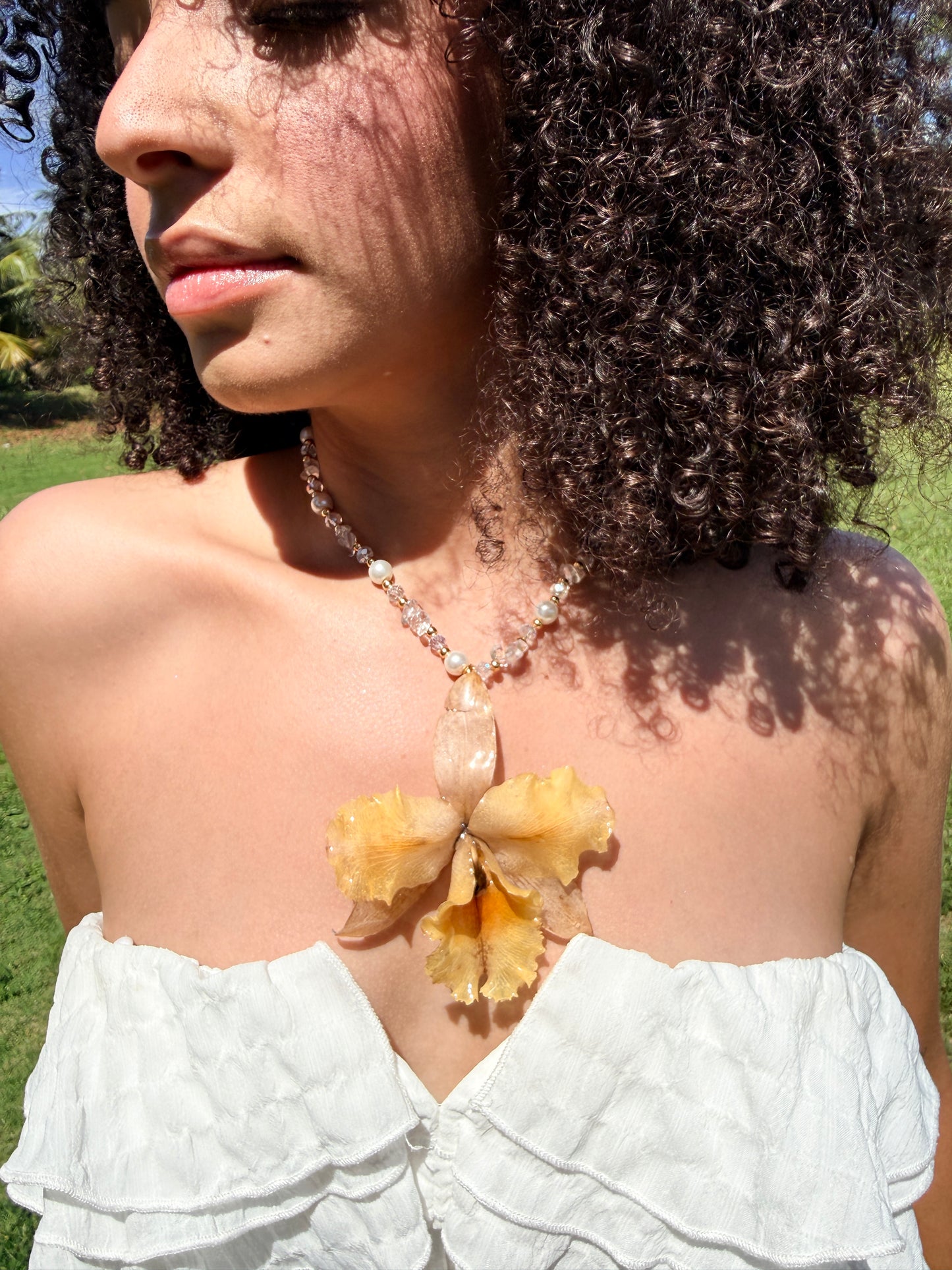 Cattleya orchid fairy necklace