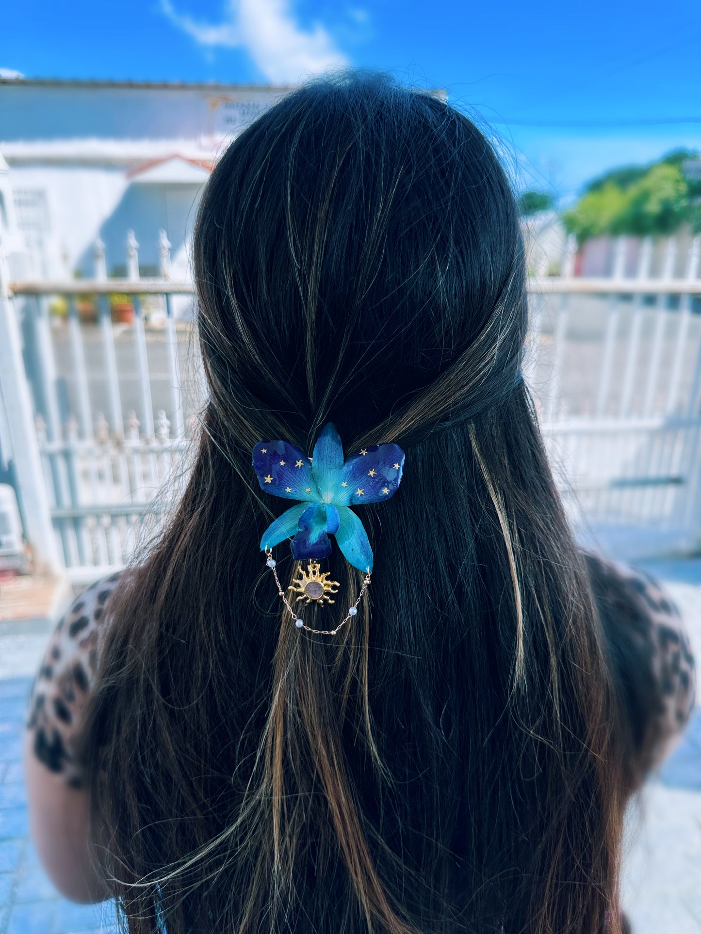 Blue Orchid Galaxy Rapunzel Hair Clip