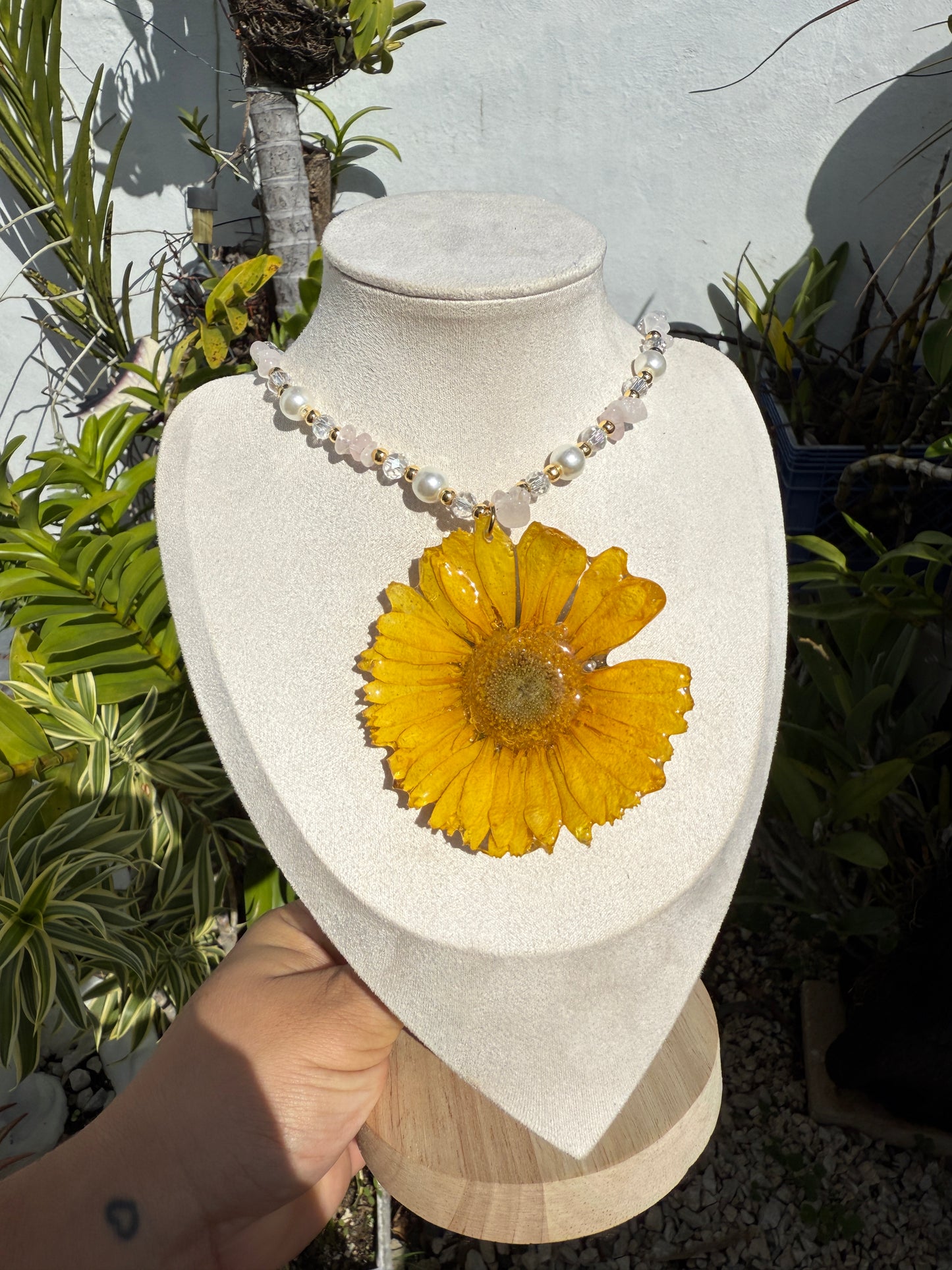Yellow gerbera Fairy necklace
