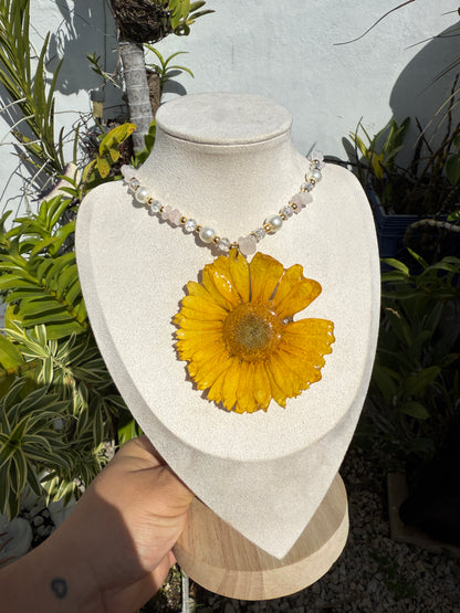 Yellow gerbera Fairy necklace