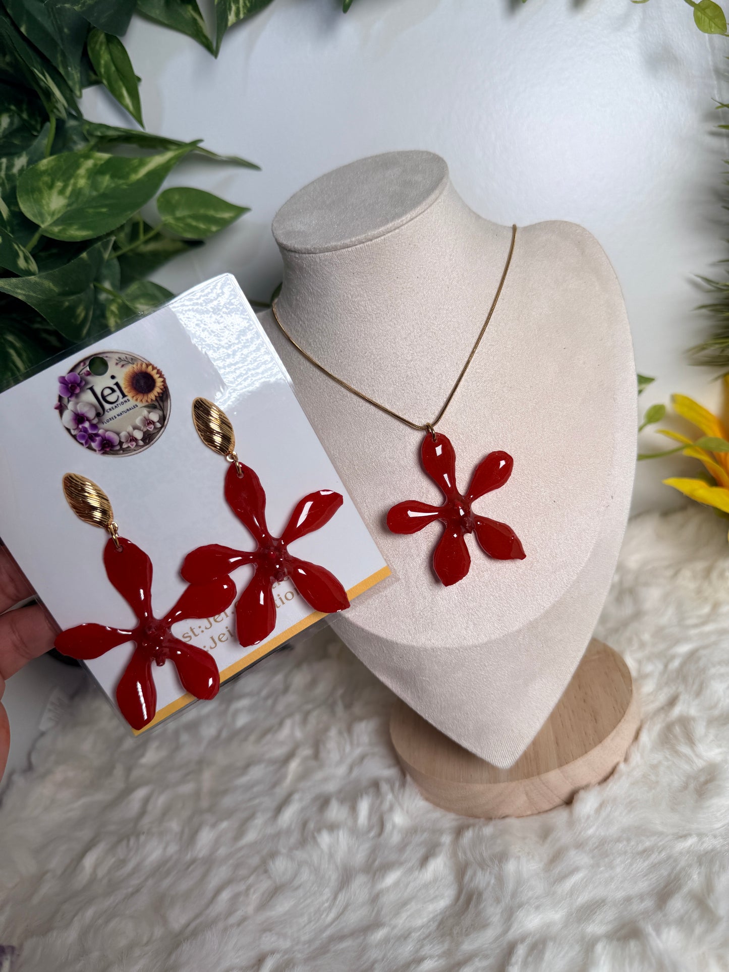 Red Orchid earings