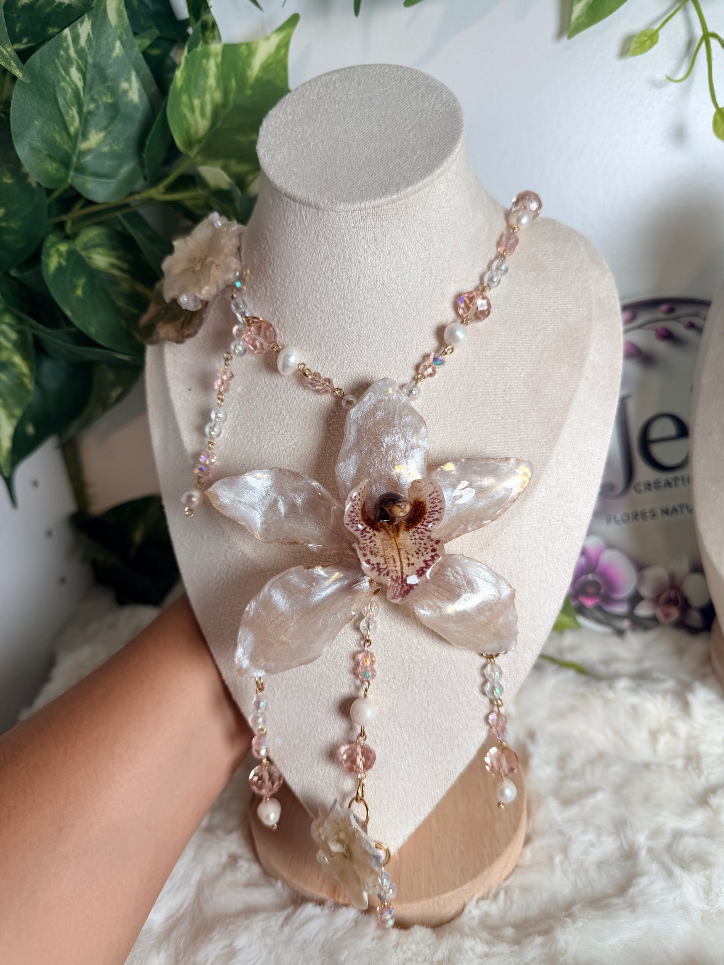 Cymbidium Pearl Cascade Necklace