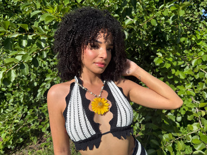 Yellow gerbera Fairy necklace