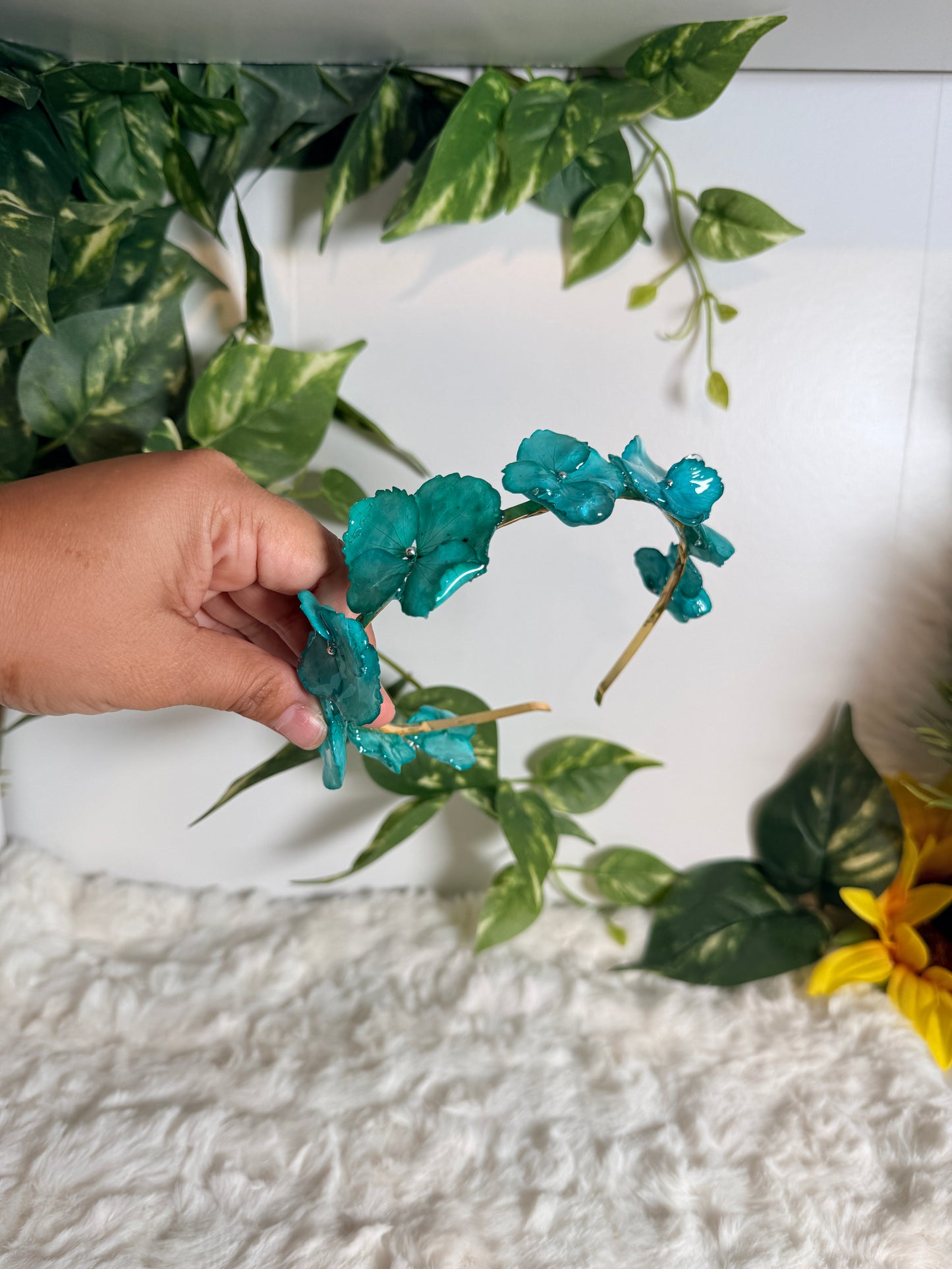 Turquoise Hydrangea Crown