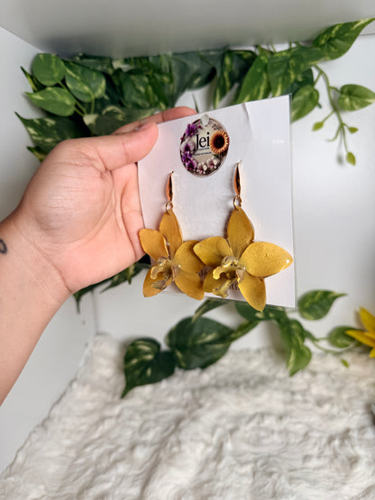 Yellow orchid earrings