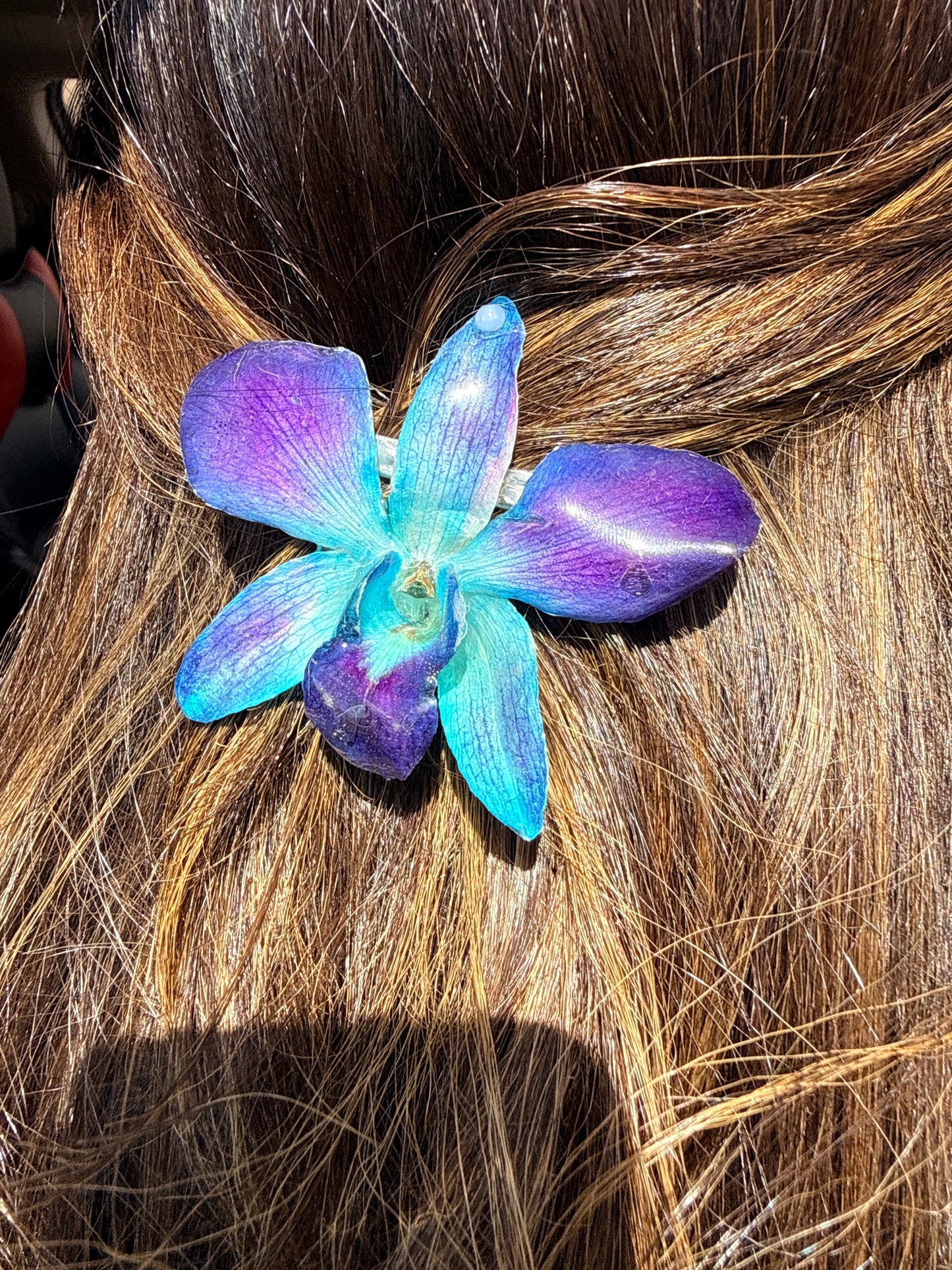 Blue Dendrobium Orchid Hair clip