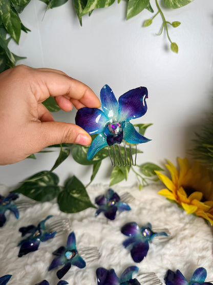 Blue Orchid Hair Comb