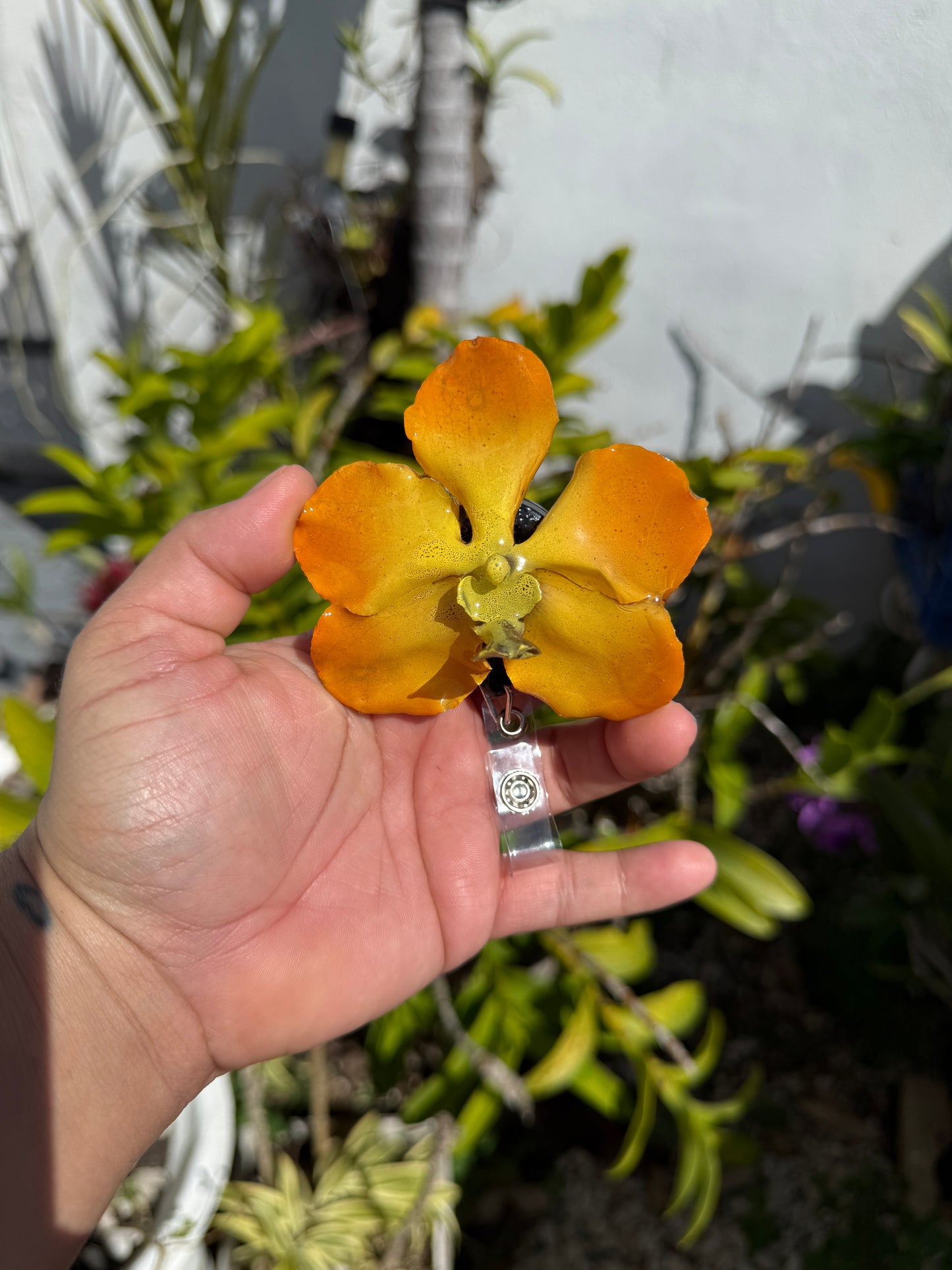 Orchid/flowers badge clip