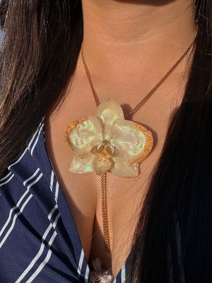 White Phalaenopsis Orchid necklace