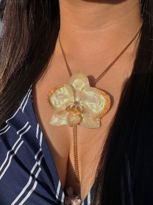 White Phalaenopsis Orchid necklace