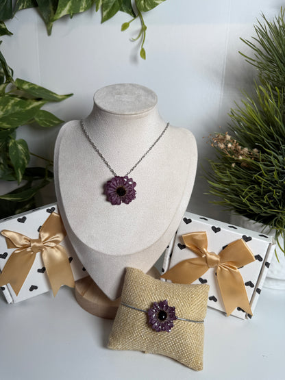 Violet Daisy Set – Necklace & Bracelet