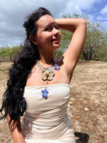 Orquídea Vanda & Delphinium Necklace
