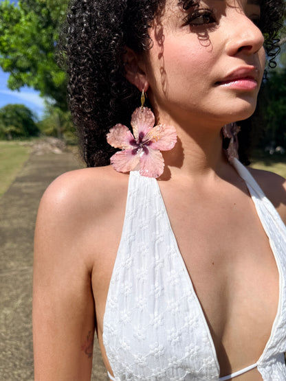 Blush Hibiscus Earrings