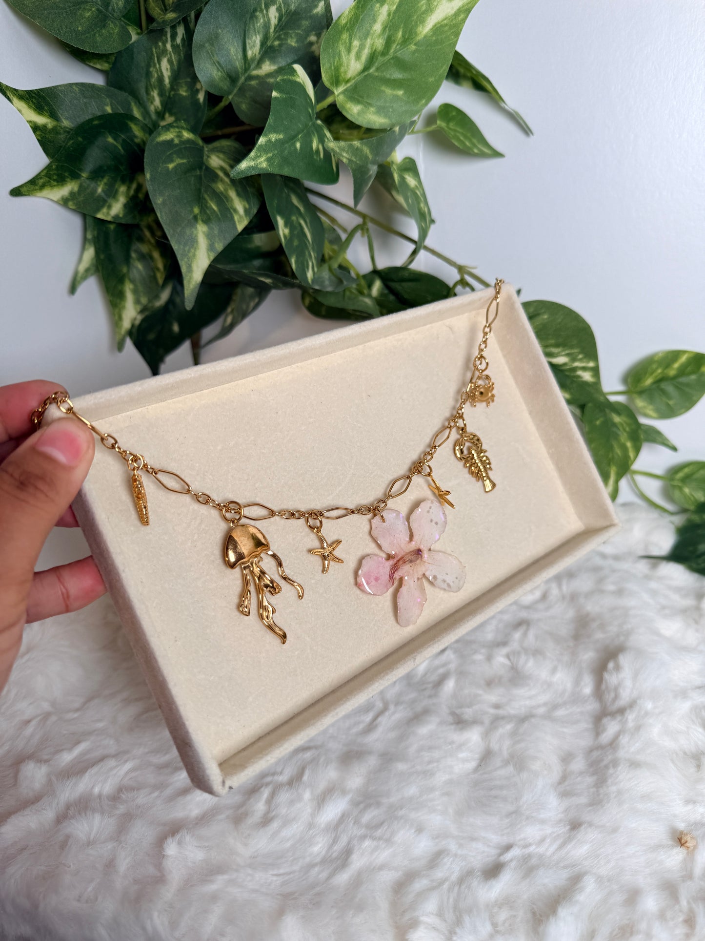 Seashell Bloom Charm Necklace