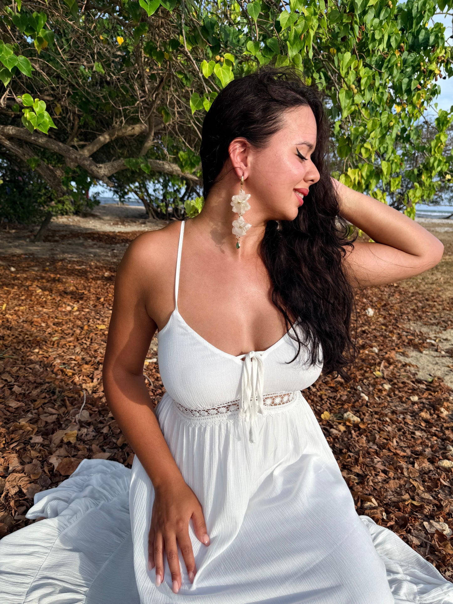 Ivory Cascade Delphinium Earrings