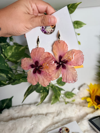 Blush Hibiscus Earrings