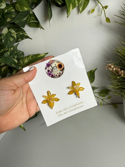 Extra mini yellow Orchid Stud