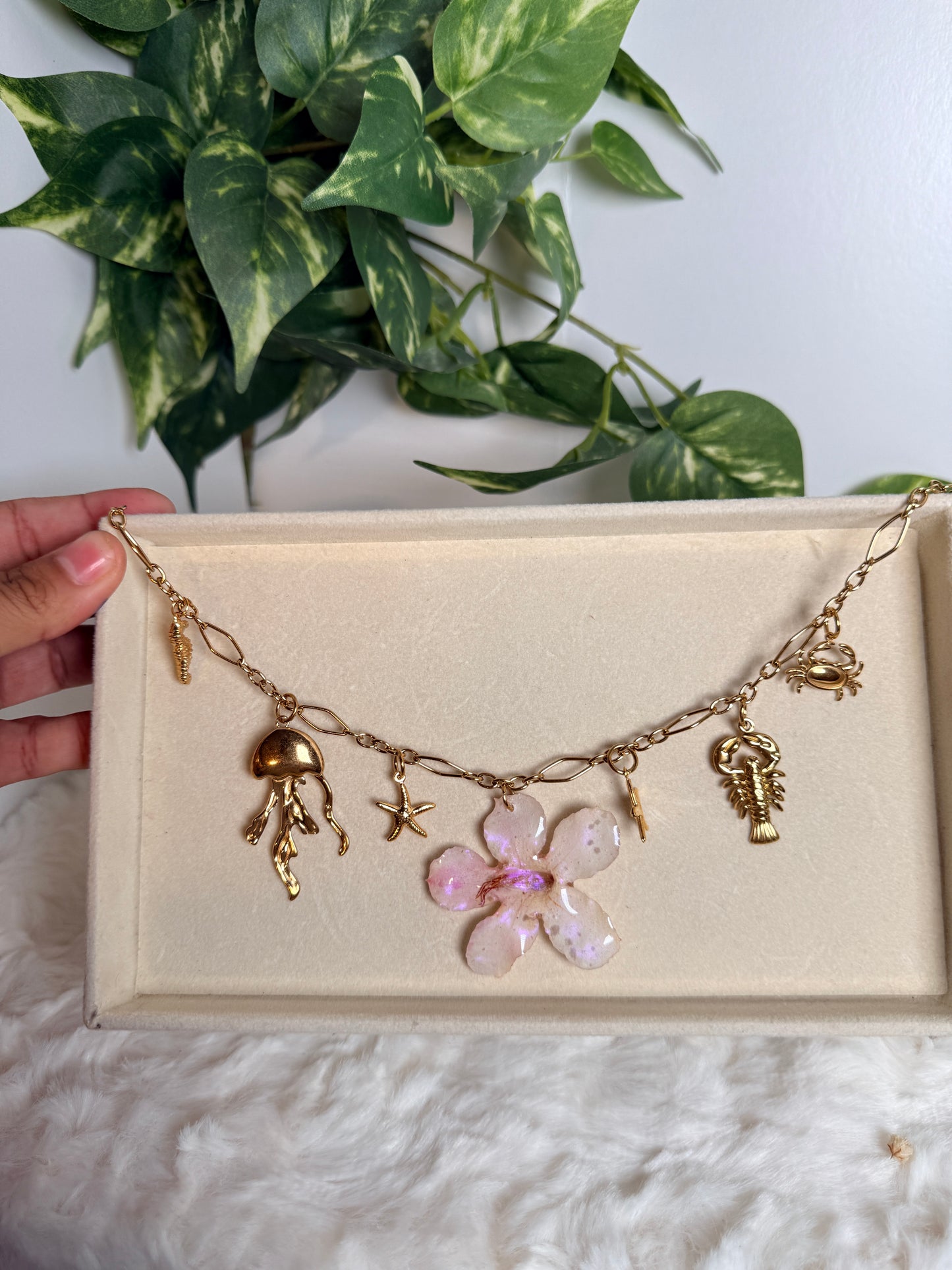 Seashell Bloom Charm Necklace