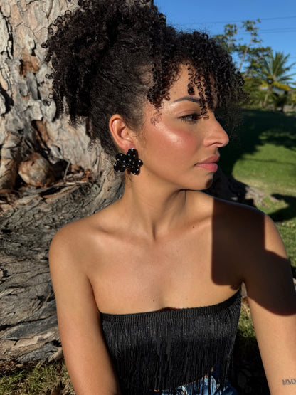 Black Orchid pearl stud