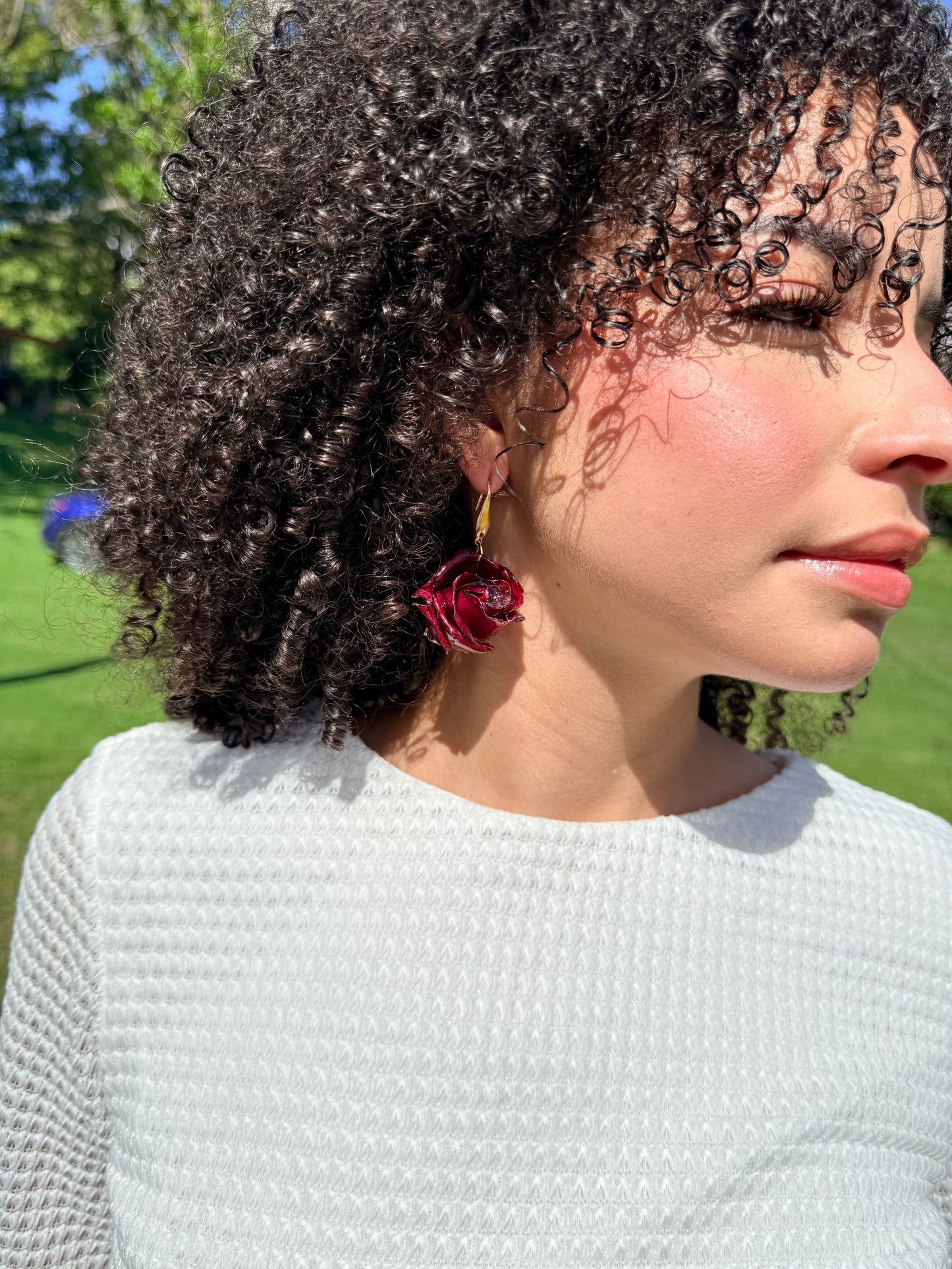 Red rose earrings