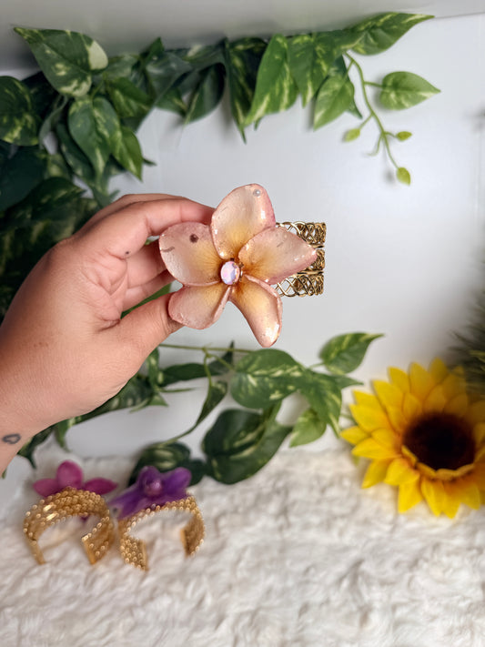 Golden Plumeria Glow Cuff