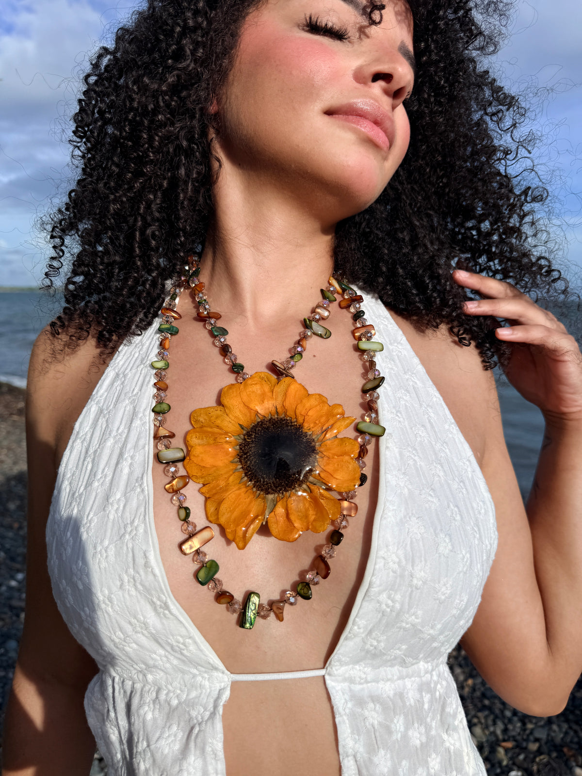 Golden Sunflower 2-in-1 Necklace & Hair Clip