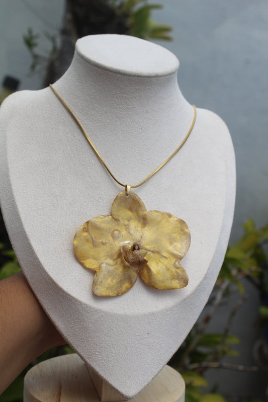 Gold Phalaenopsis Orchid necklace