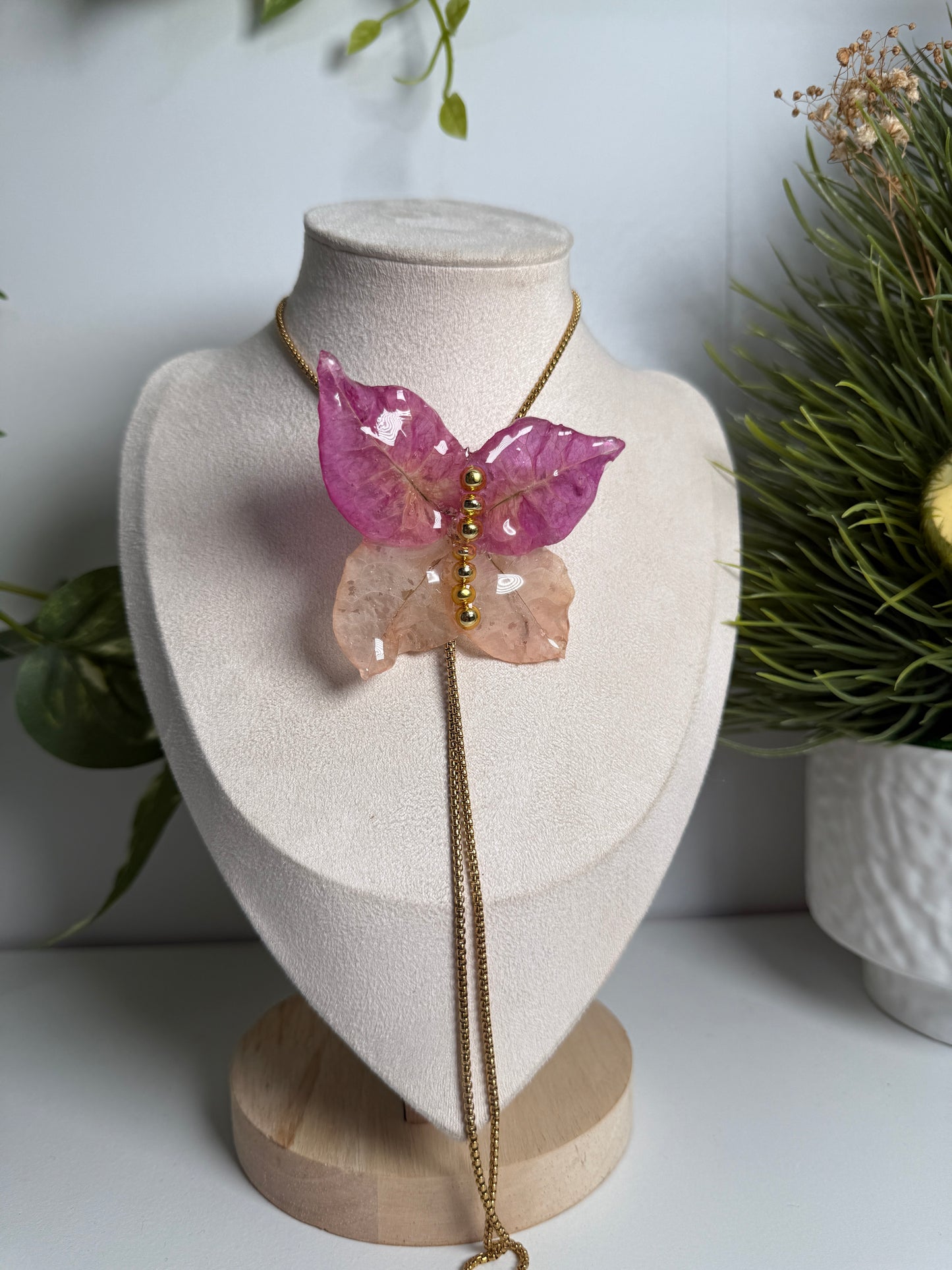 Bougainvillea Butterfly necklace