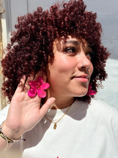 Pink plumeria earings