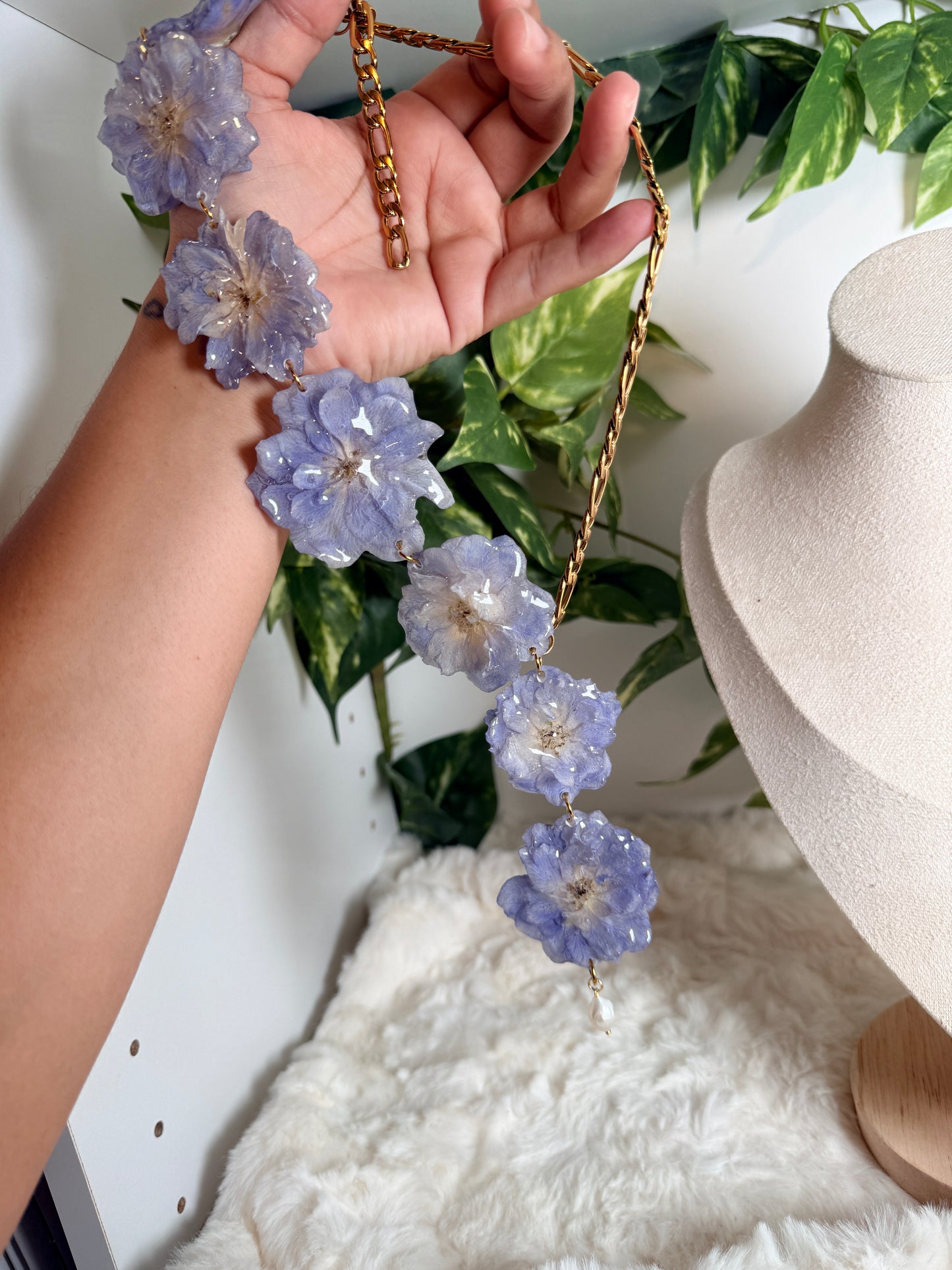 Delphinium Cascade Necklace