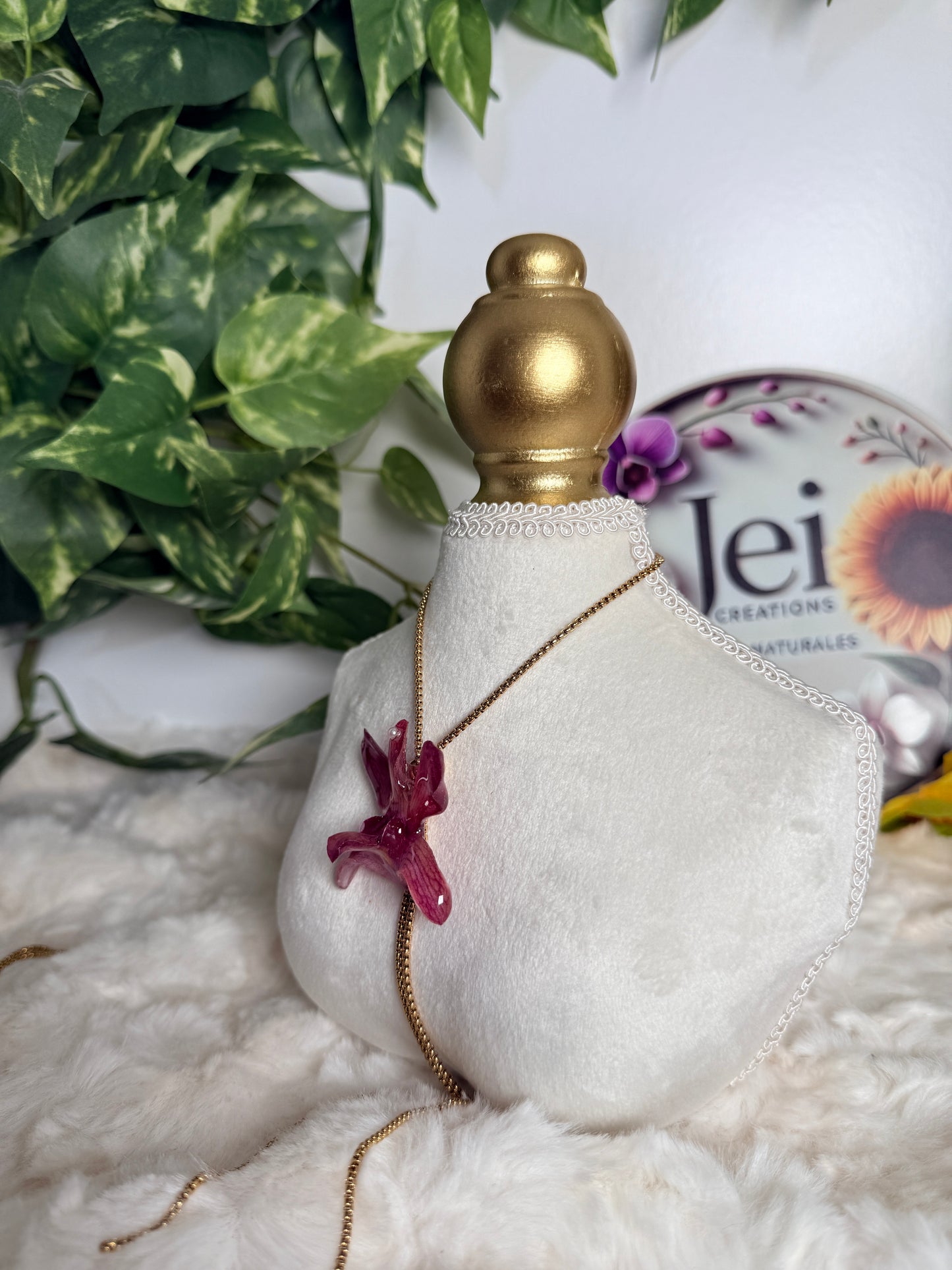 Crimson Orchid Lariat Necklace