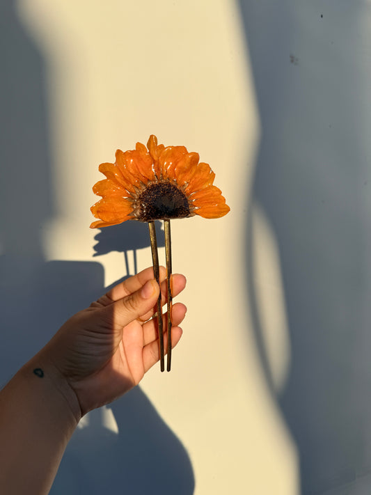 Golden Sunflower Hair Pin