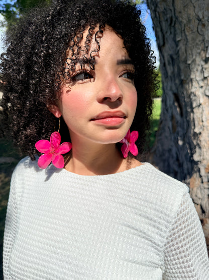 Pink plumeria earings