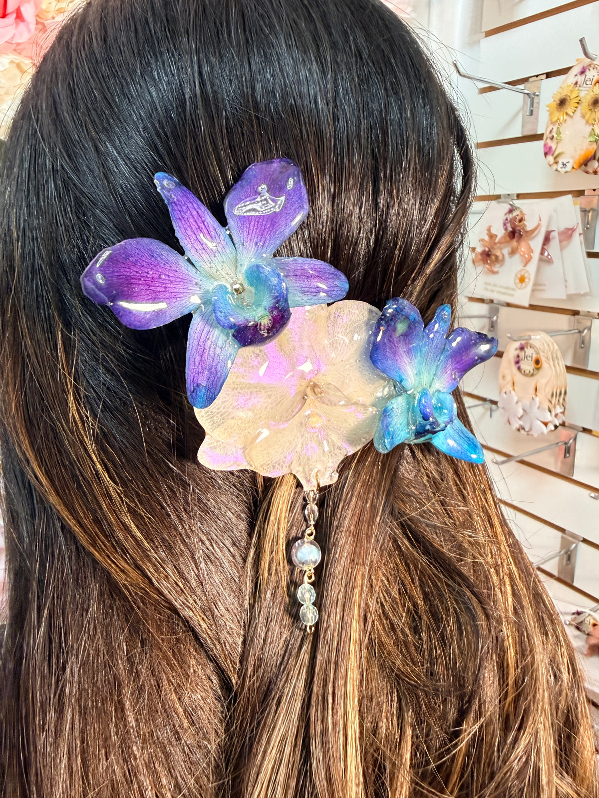 Blue Orchid Garden Hair Clip
