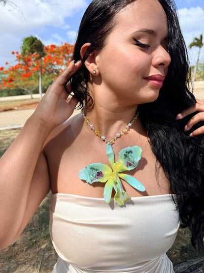 Cattleya Botanical Statement Necklace