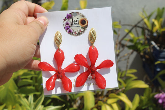 Red Orchid earings