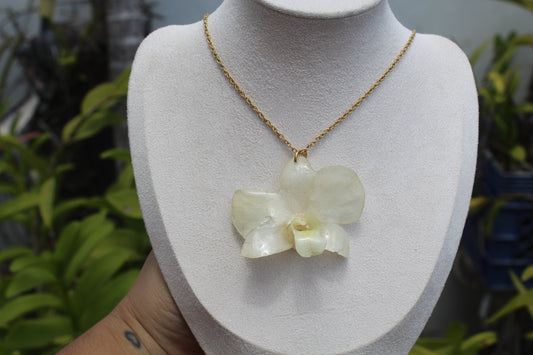 White Dendrobium Orchid necklace