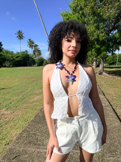 Lapis Orchid Statement Necklace
