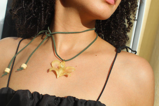 Yellow mini Orchid Choker